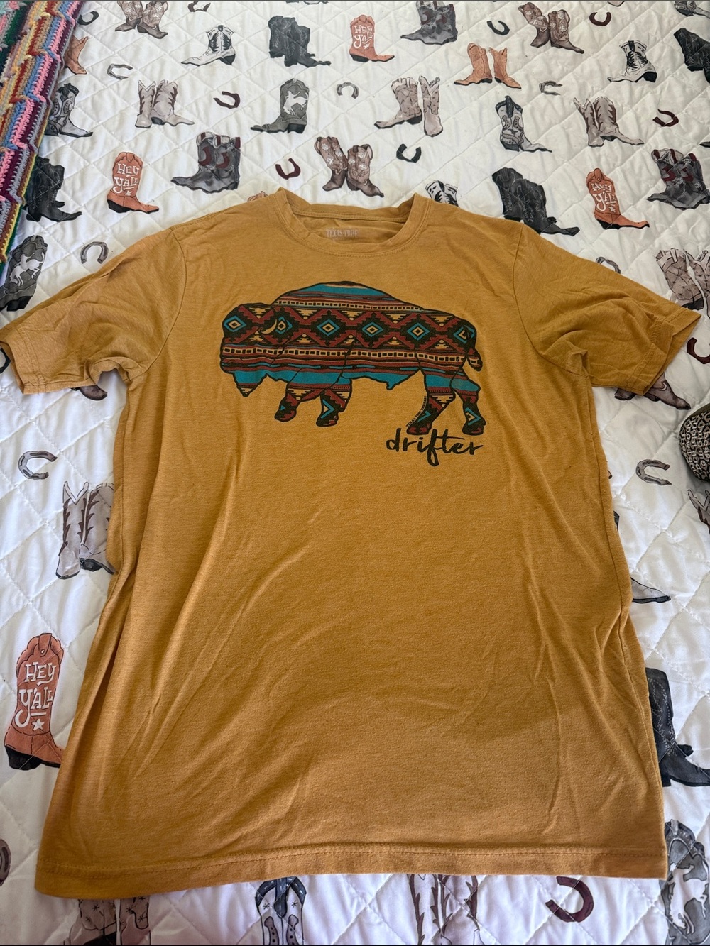 Ladies Graphic Buffalo Tee in Mustard